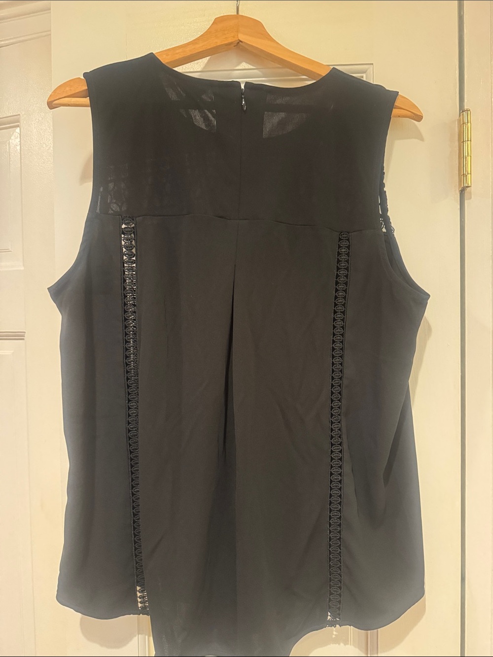 Ann Taylor Black Lace-Trim Sleeveless Blouse